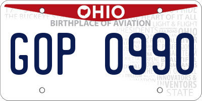 OH license plate GOP0990