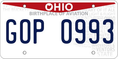 OH license plate GOP0993