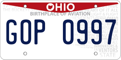 OH license plate GOP0997