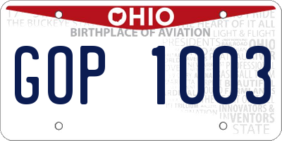OH license plate GOP1003