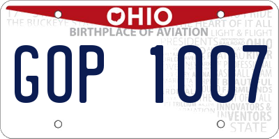 OH license plate GOP1007