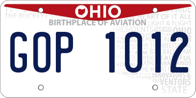 OH license plate GOP1012