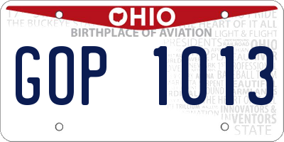 OH license plate GOP1013