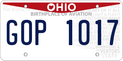 OH license plate GOP1017