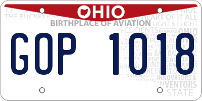 OH license plate GOP1018