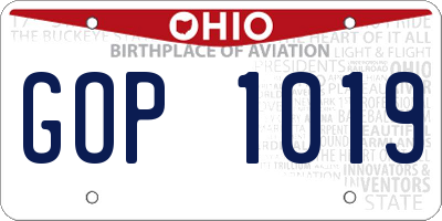 OH license plate GOP1019