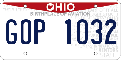OH license plate GOP1032
