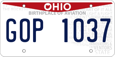 OH license plate GOP1037