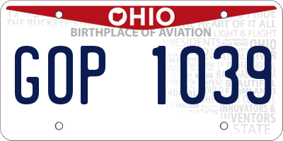 OH license plate GOP1039