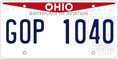 OH license plate GOP1040