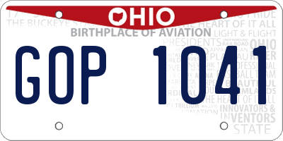 OH license plate GOP1041