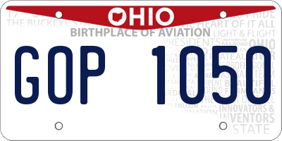 OH license plate GOP1050