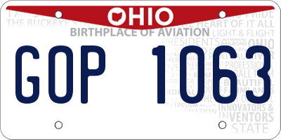 OH license plate GOP1063