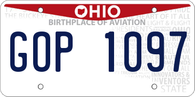 OH license plate GOP1097