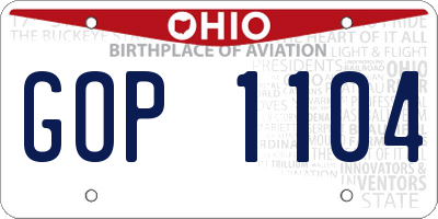 OH license plate GOP1104