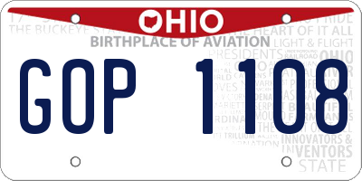 OH license plate GOP1108