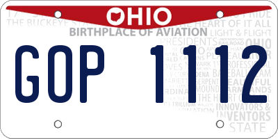 OH license plate GOP1112