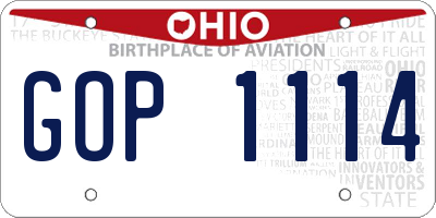 OH license plate GOP1114