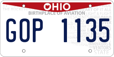 OH license plate GOP1135