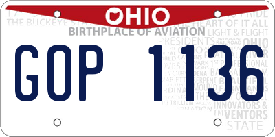 OH license plate GOP1136