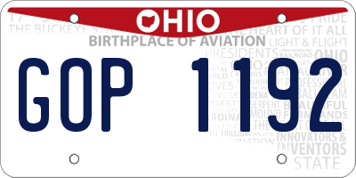 OH license plate GOP1192