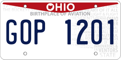 OH license plate GOP1201