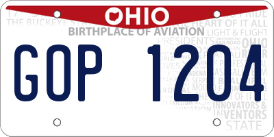 OH license plate GOP1204