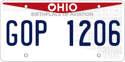 OH license plate GOP1206