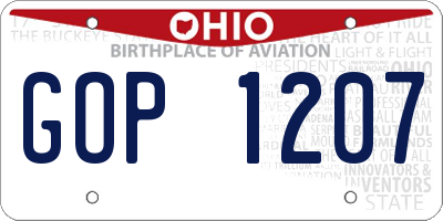 OH license plate GOP1207