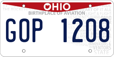 OH license plate GOP1208
