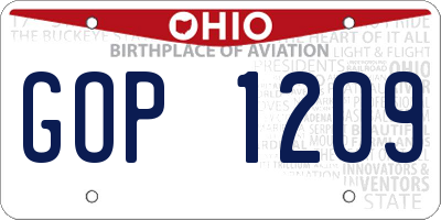 OH license plate GOP1209