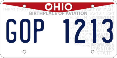 OH license plate GOP1213