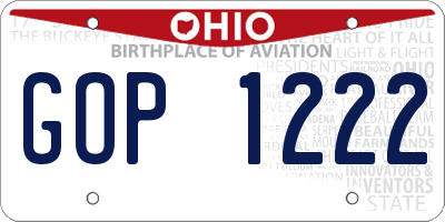 OH license plate GOP1222