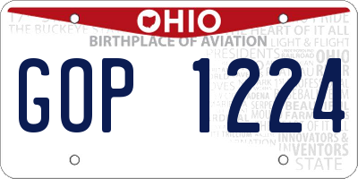 OH license plate GOP1224