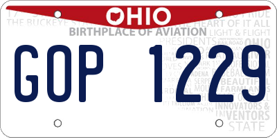 OH license plate GOP1229