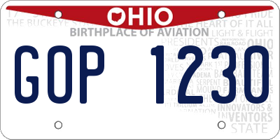 OH license plate GOP1230