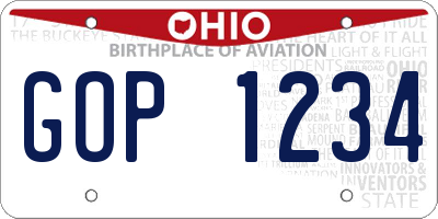 OH license plate GOP1234