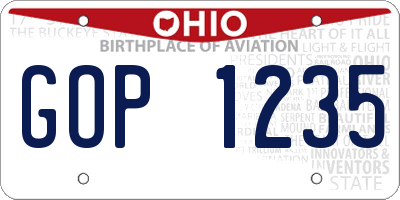 OH license plate GOP1235