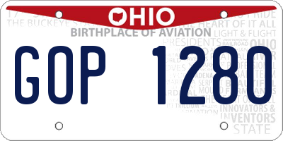 OH license plate GOP1280