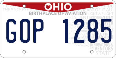 OH license plate GOP1285