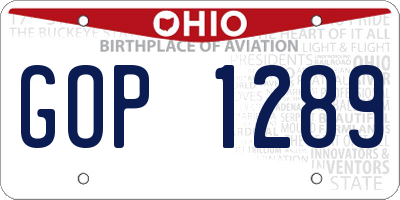 OH license plate GOP1289