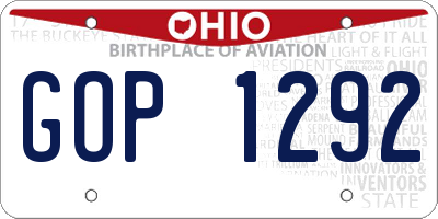 OH license plate GOP1292