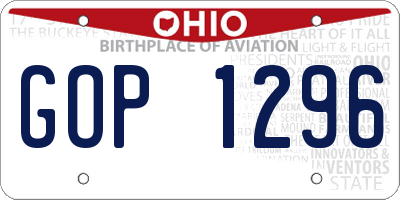 OH license plate GOP1296