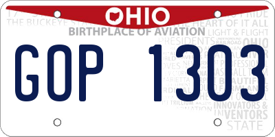 OH license plate GOP1303