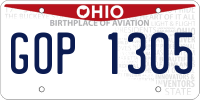 OH license plate GOP1305