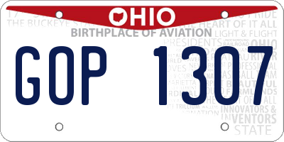 OH license plate GOP1307