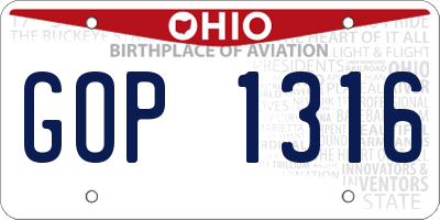 OH license plate GOP1316