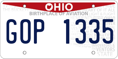 OH license plate GOP1335