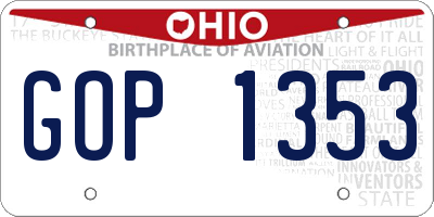 OH license plate GOP1353