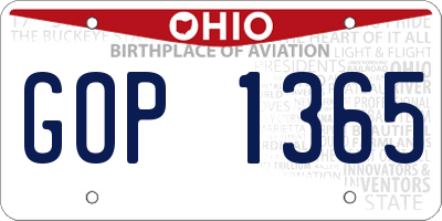 OH license plate GOP1365